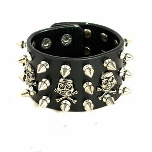 Black Studded Skull Bracelet